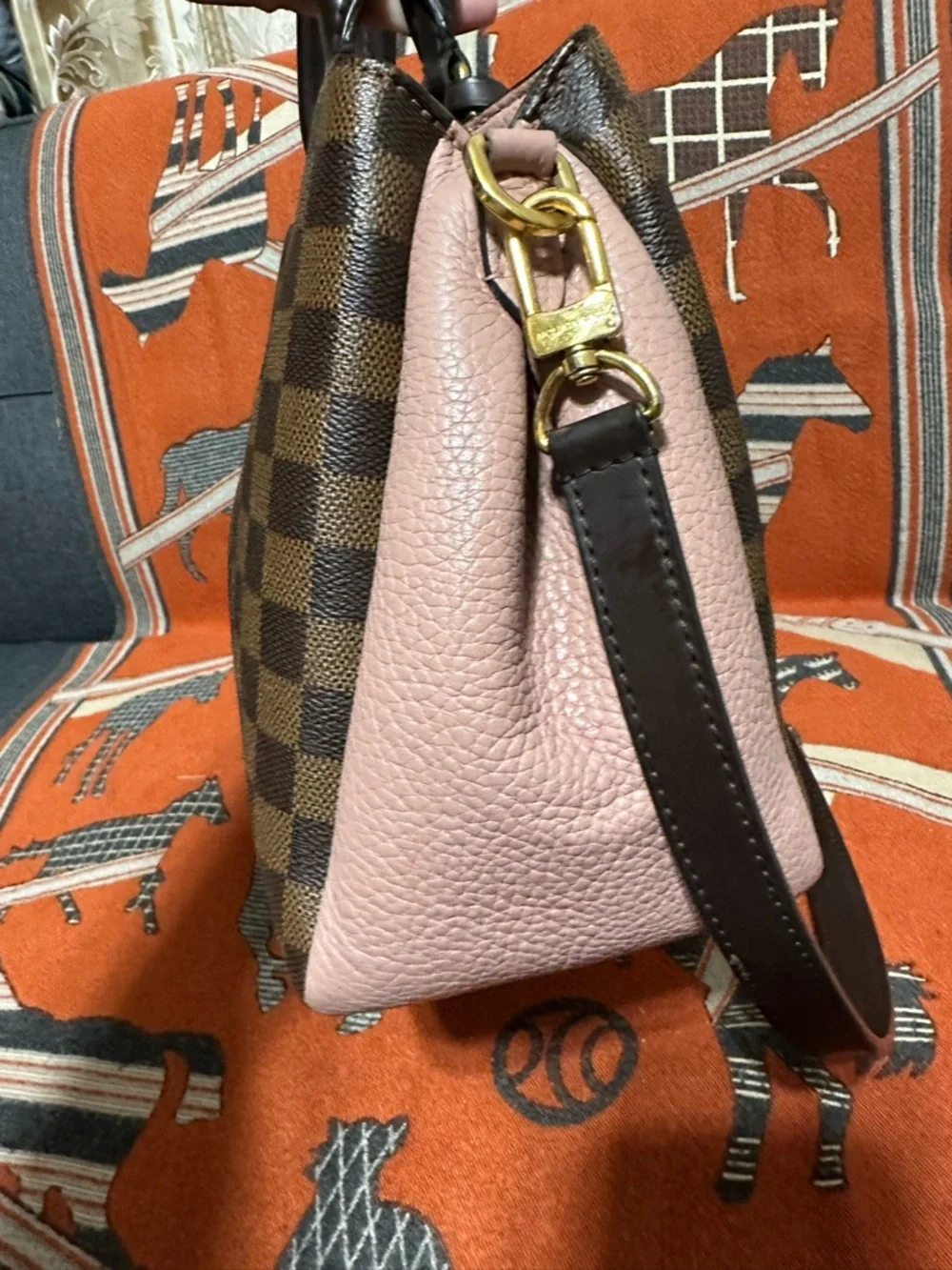 LOUIS VUITTON ❤️🌟SR4117 BRITTANY DAMIER EBENE SATCHEL W/ DETACHABLE LONG STRAP⭐️